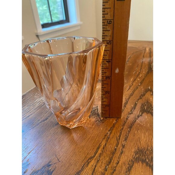 Vintage ART DECO Vase PINK Swirl GLASS 5" - Picture 5 of 7